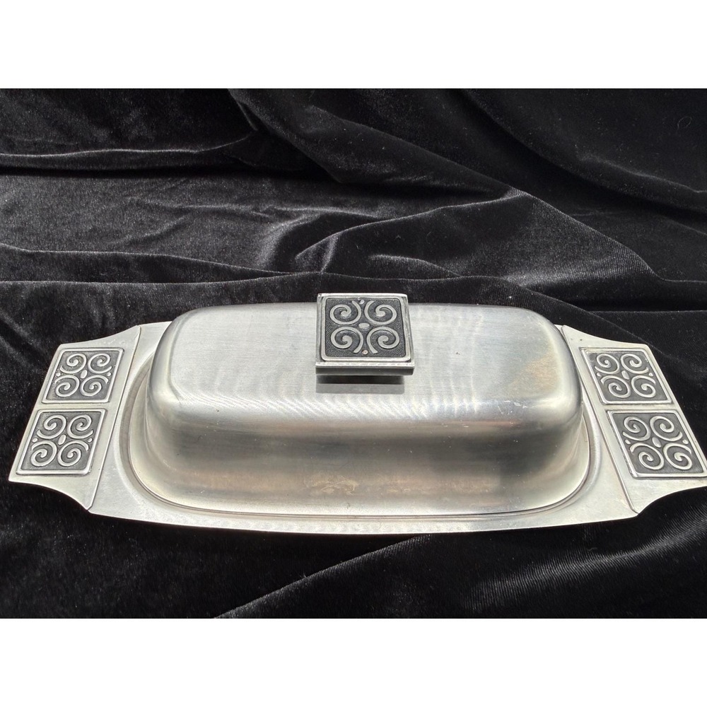 Rogers-Insilco Butter Dish Silver Stainless Steel Mid Century